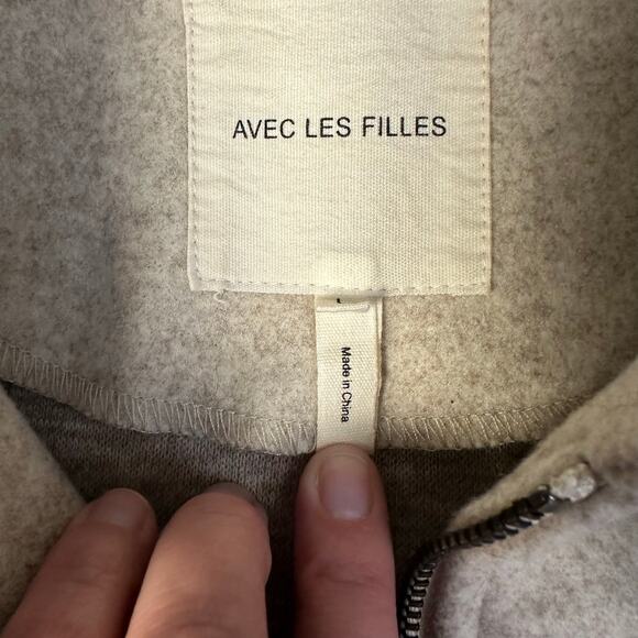 Avec Les Filles Women’s Relaxed Zip Front Jacket Cream Size L Felted Winter - Picture 4 of 11